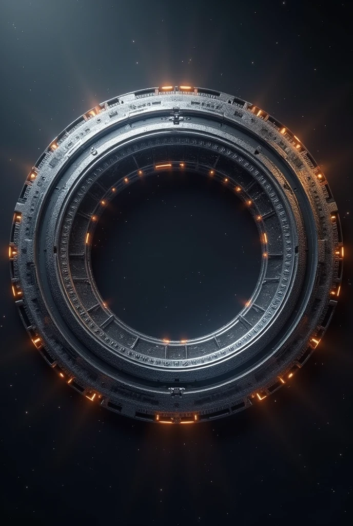 generate an image for me of a perfect metal circle with background futuristc