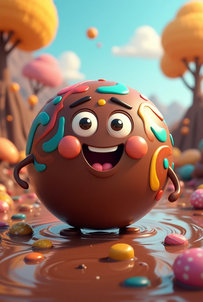 I wanted an illustration of a mascot that refers to chocolate with vibrant and colorful colors, being round and resembling the letter M&I'm keeping the originality and being simpler
