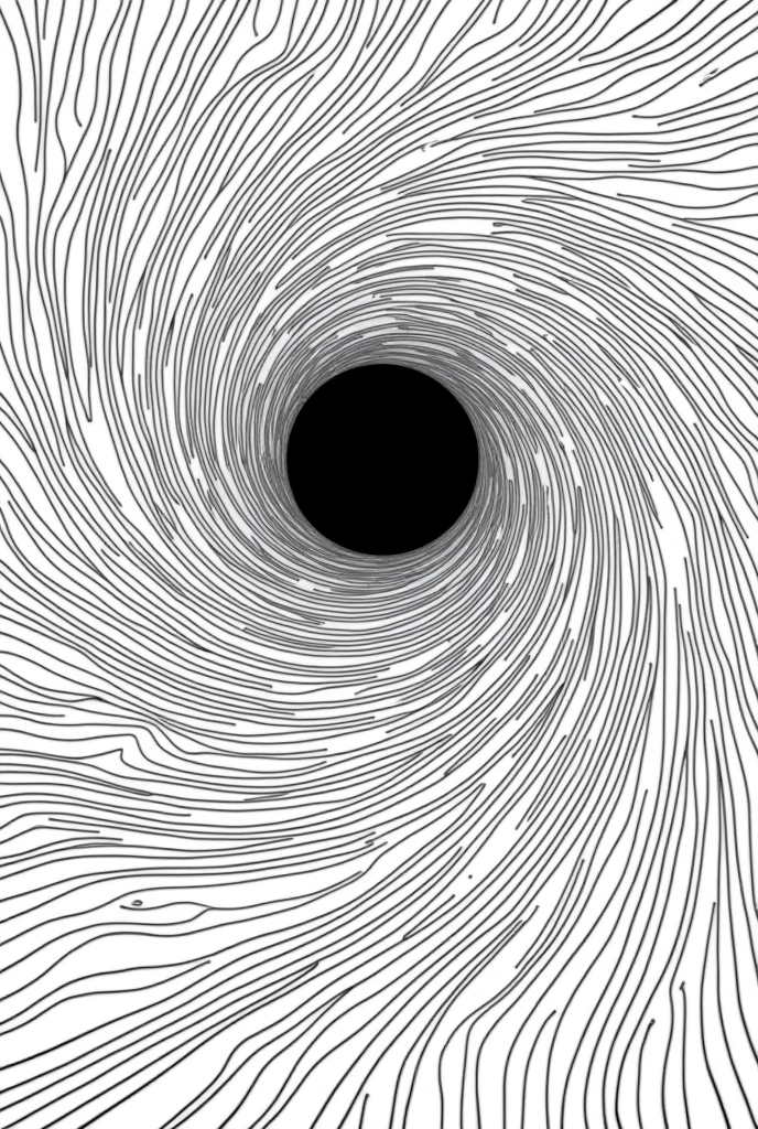 Black hole and accretion disk coloring page, black and white