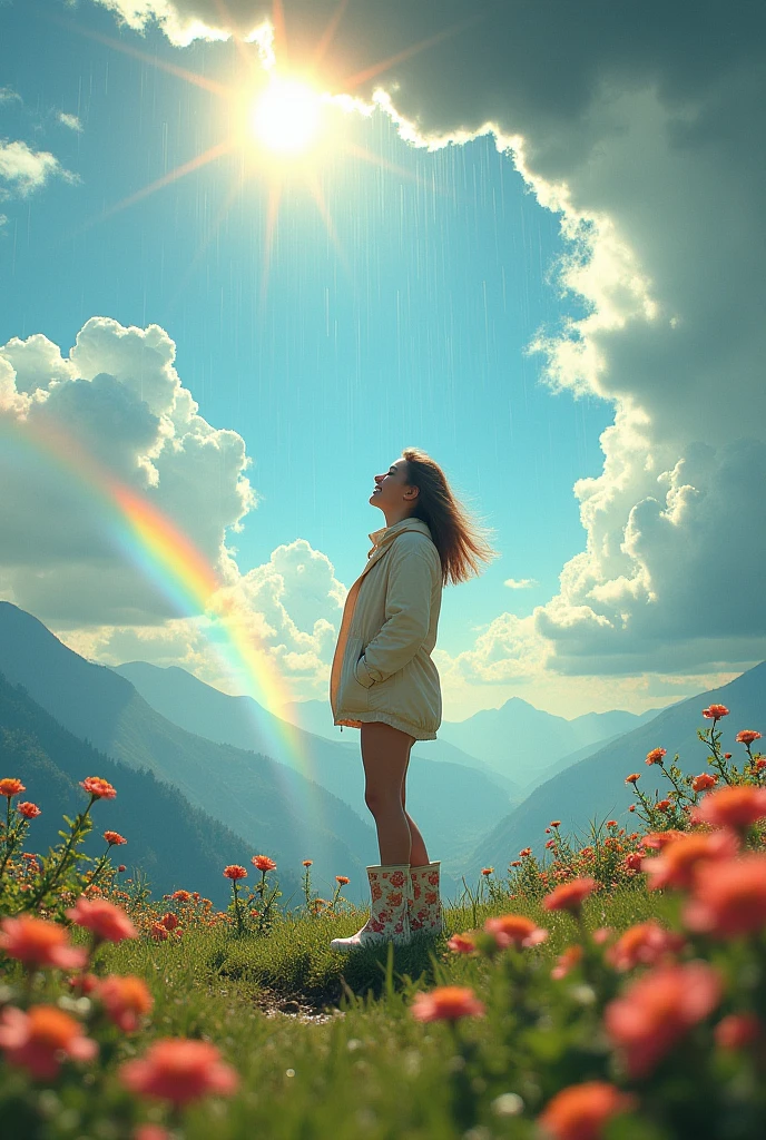 Sunny raining cold spring All kinds of weathers in one image