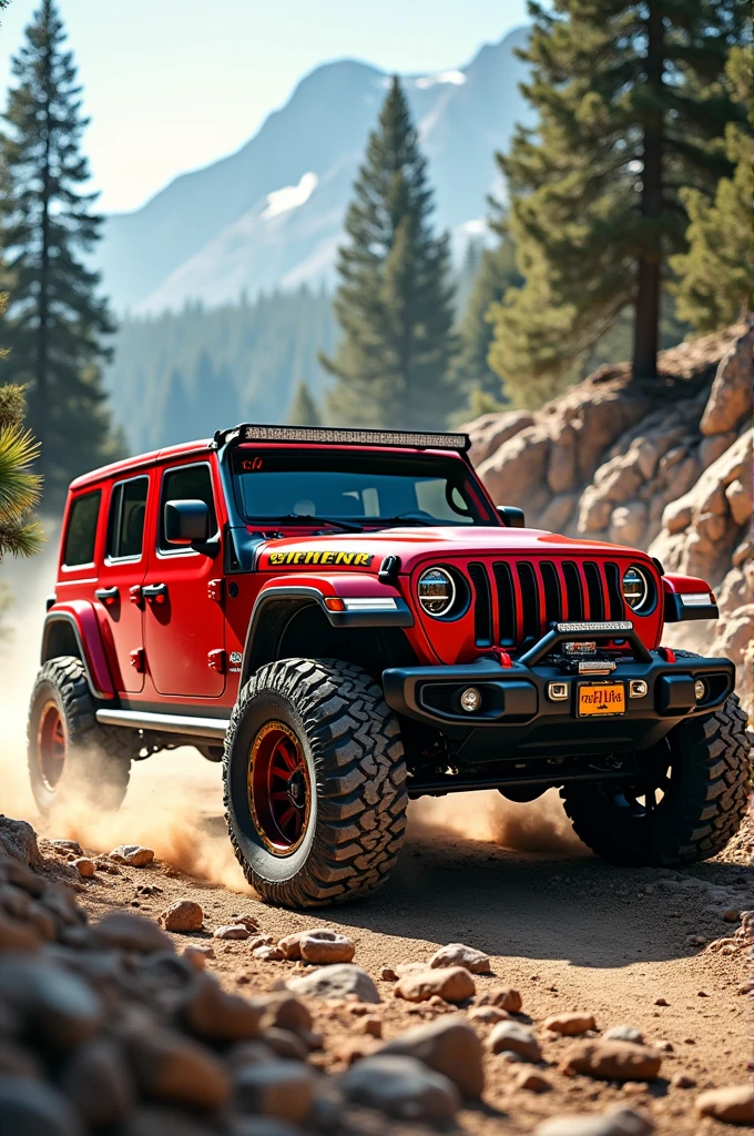 4x4 Jeep with rollover pipes in Ironman colors