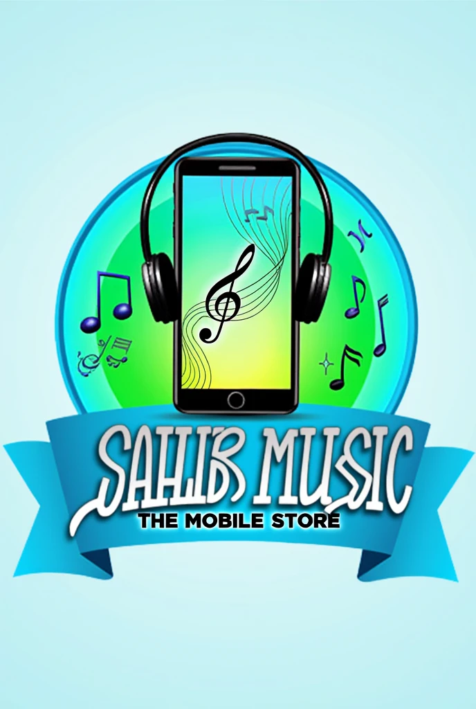 I want logo for bussiness Mobile shop SAHIB MUSIC THE MOBILE STORE 