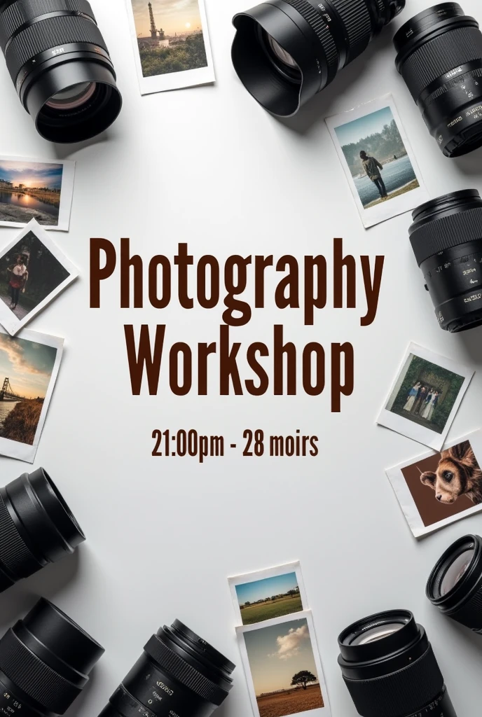 Poster on Photography Workshop, With Grey background and Brown fonts