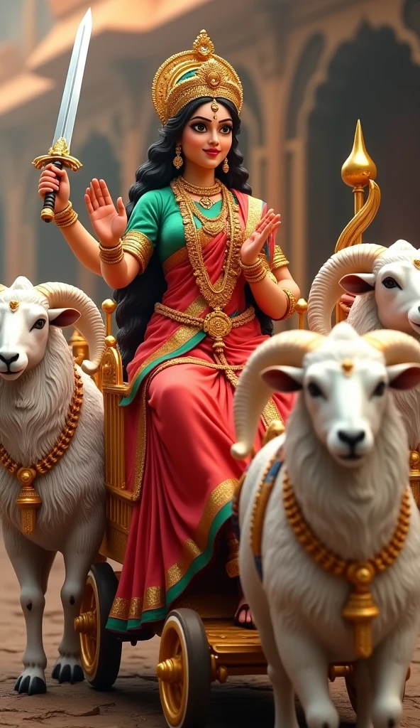 3D શ્રી ગેલ માતાજી ચાર મોટા સિંગડા વાળા સફેદ રંગ નાં ઘેટાં નાં રથ પર બેઠેલા હોય છે  શ્રી ગેલ માતાજી હાથ માં તલવાર,ત્રીશુલ, ચક્ર, અને આશીર્વાદ આપતા હોય છે માતાજી એ લાલ રંગ ની સાડી પહેરી હોય છે અને તેમનું બ્લાઉઝ લીલા રંગનું હોય છે અને તેનાં ગળામાં ફુલો નો હાર હોય છે  અને શ્રી ગેલ માતાજી નાં માથા પર સોનાનો મુગટ હોય છે અને પગ માં સોનાના પાયલ પહેર્યા હોય છે 