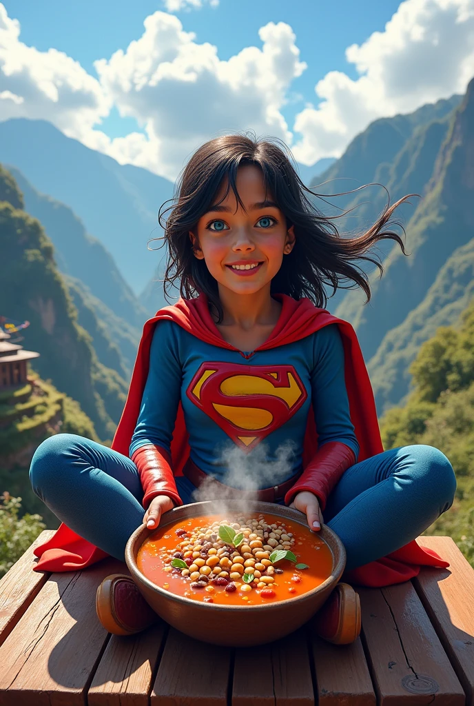 super hero eat soup of various beans in nepal