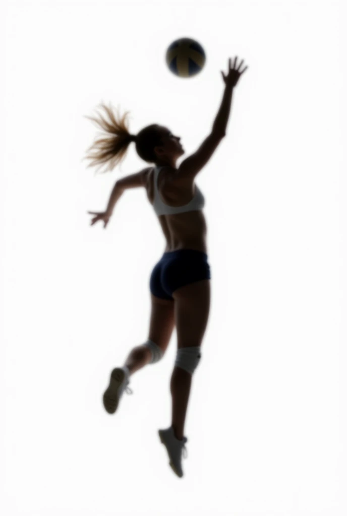 Volleyball player's shadow against a white background