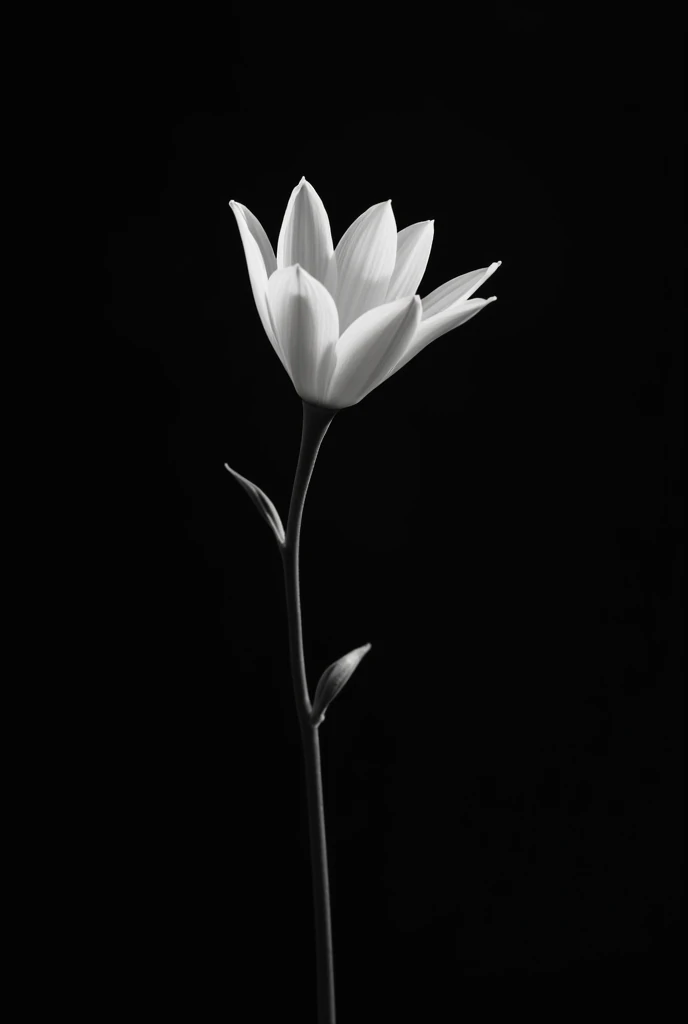 An art portrait of a simple anything in black and white, with background of completely black