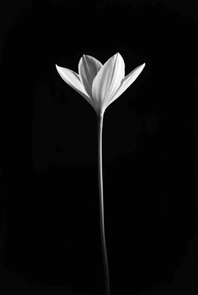 An art portrait of a simple anything in black and white, with background of completely black