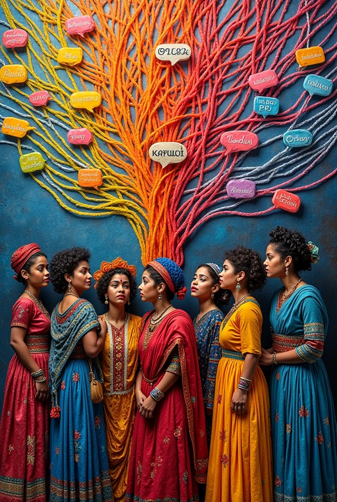 String drawing about linguistic prejudice 