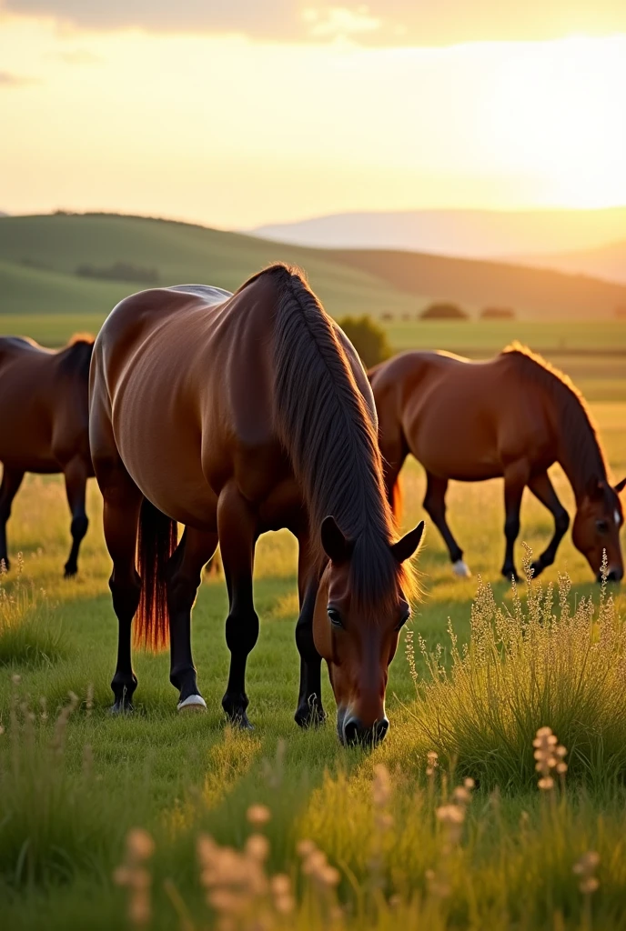 horses eating