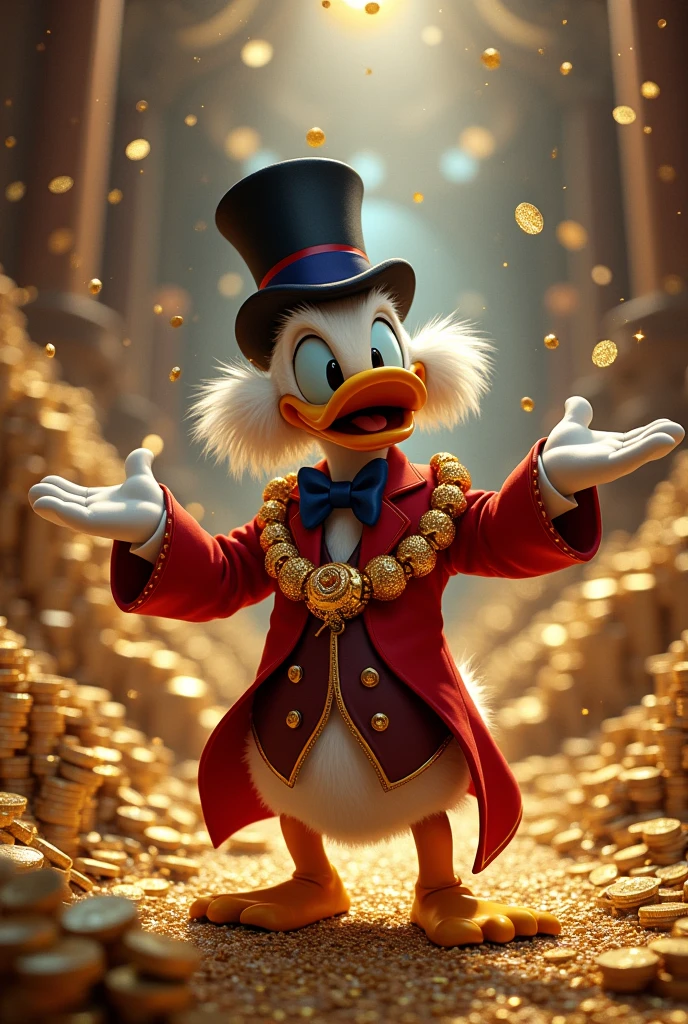 Scrooge McDuck, bravo, gold chain and money