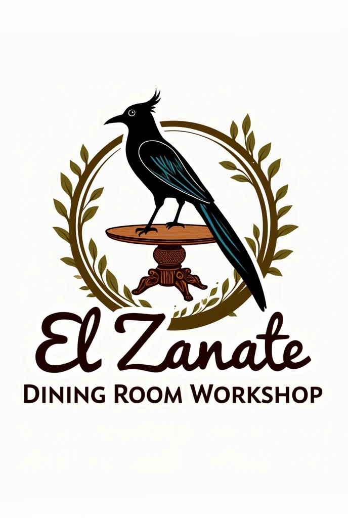 Create a unique logo with: "El Zanate dining room workshop" ( the zanate is a black bird of Nicaraguan origin) I can include specific details?