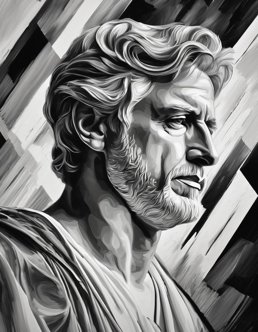 beautiful line art， (Close to the portrait of David's head） , line art, black and white painting, abstrato,  hiper HD, Masterpiece artwork, high détail, high qualiy, super detailing, awardwinning, A high resolution, 16K,