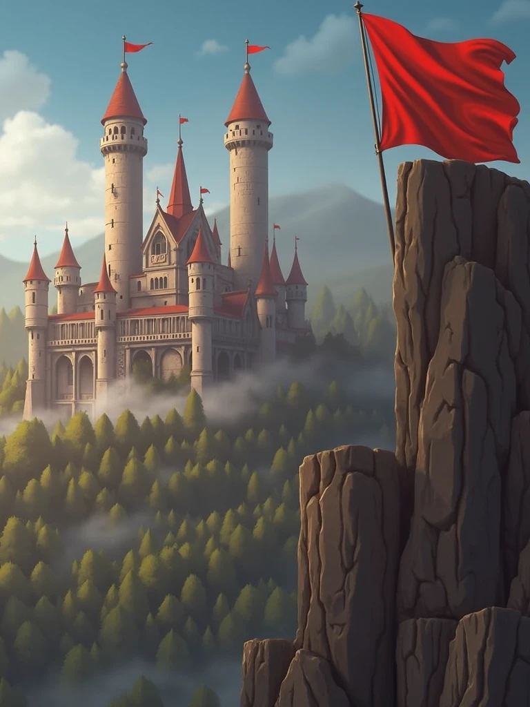 Castle, red falg