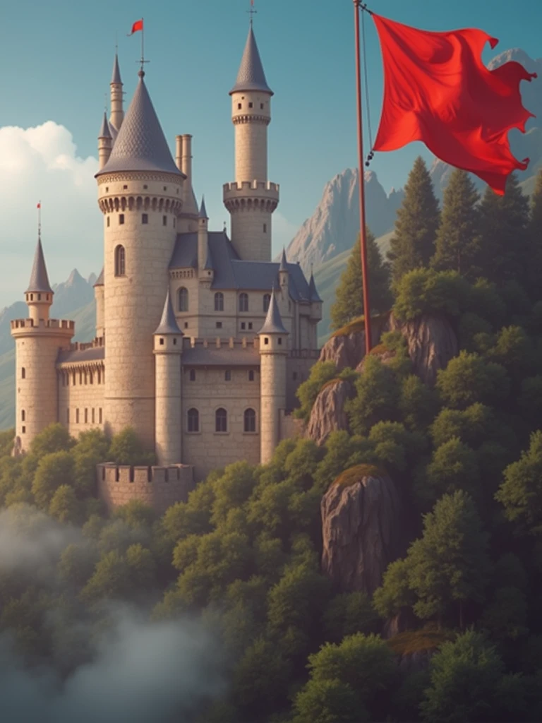 Castle, red falg