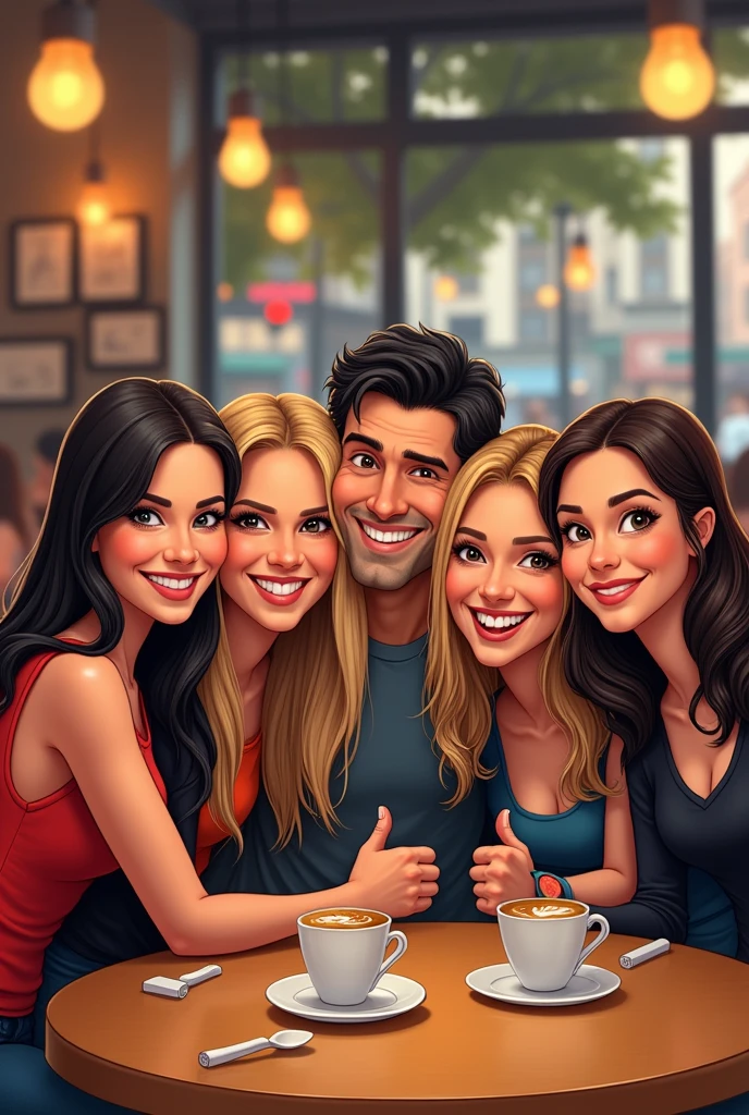 Friends characters taking a selfie
