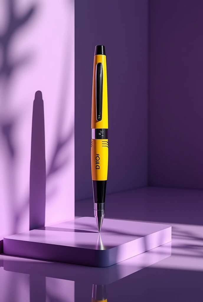 Design a purple,yellow and black pen with "DIFO" written on it.