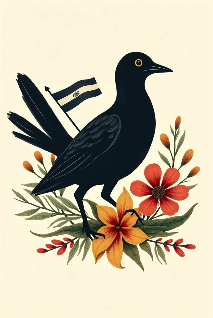 Create a unique logo with: "El Zanate dining room workshop" ( the zanate is a black bird of Nicaraguan origin) You can include unique details such as the flag, the coat of arms or the national flower and objects like brushes and holders 