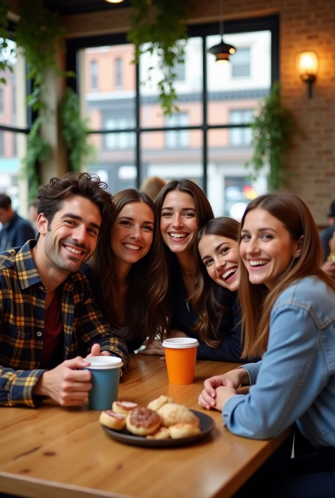 Friends characters taking a selfie
