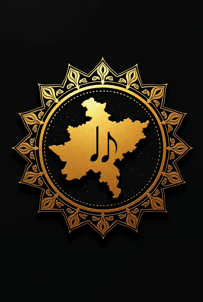 "Design a logo for a music company named
'Punjab Beats: Echoes of Heritage'.  Colour should be golden . Add map of Punjab 