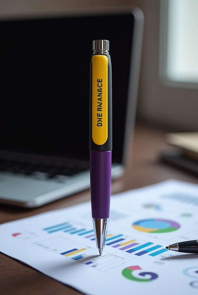 Design a purple,yellow and black pen with "DIFO FINANCE " written on it.