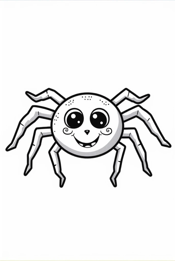Cute and kawaii halloween a scary spider coloring Page, simple for toddlers, bold and easy, black bold lines White background, for a coloring book black and white, líne art, only outlines, but the design is simple and bold, no greyscale