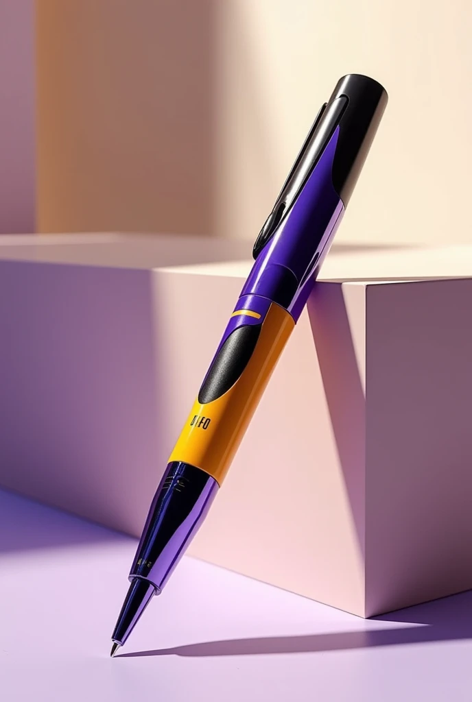 Design a purple,yellow and black  pen with "DIFO" written on it.