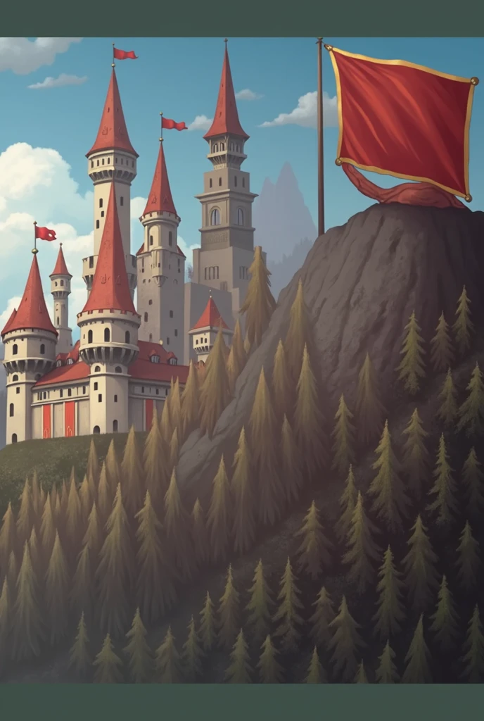 Castle red flag, forest