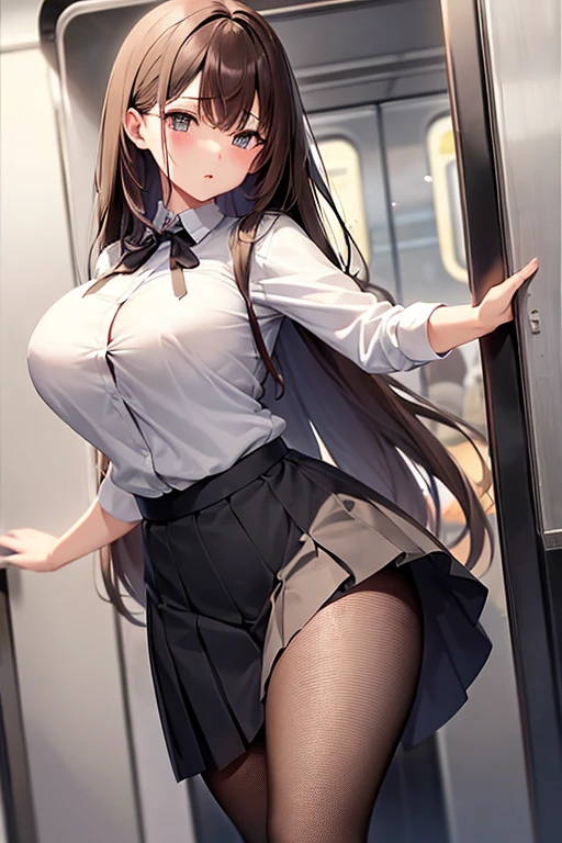 masterpiece, best quality, realistic, photorealistic, great lighting, ultra-detailed, dynamic angle, perfect face, (bright lighting:1.2),beautiful detailed eyes, extremely detailed face, perfect lighting,

1girl, black twintail hair, glasses, clothes about to come off,chained collar,

darkbrown high school uniform, pleated skirt, stockings, pumps shoes,

Composition looking up from below, classroom, straddle a chair, M leg, lift up one's skirt, ((White panties, cameltoe)),

sweaty, wet body, navel out, thighs out, buttocks, large breast, slim, slender, translucent body, Transparent, Embarrassed expression, blush,