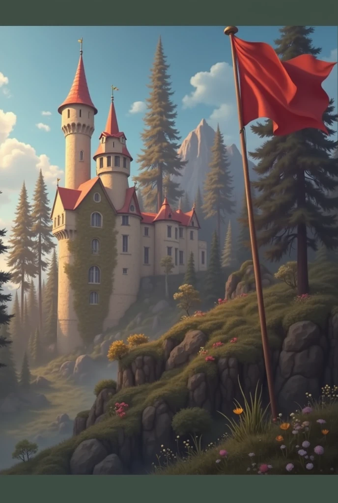 Castle red flag, forest