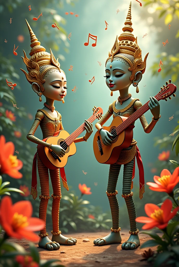 Humanoid beings whose bodies are Thai musical instruments.
