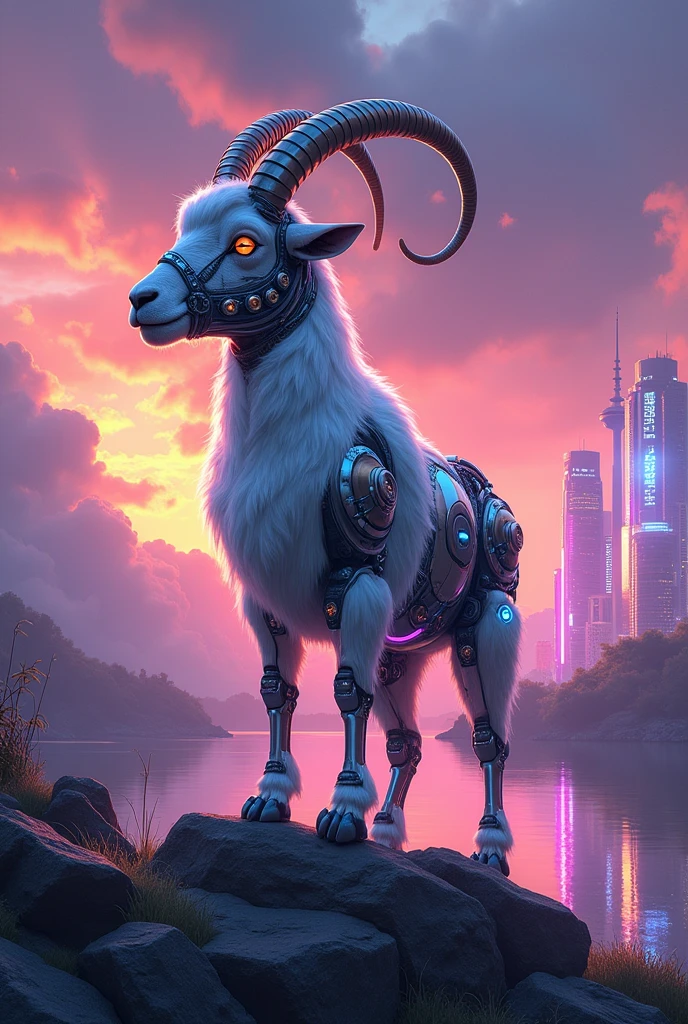 Create an image of a cyborg goat