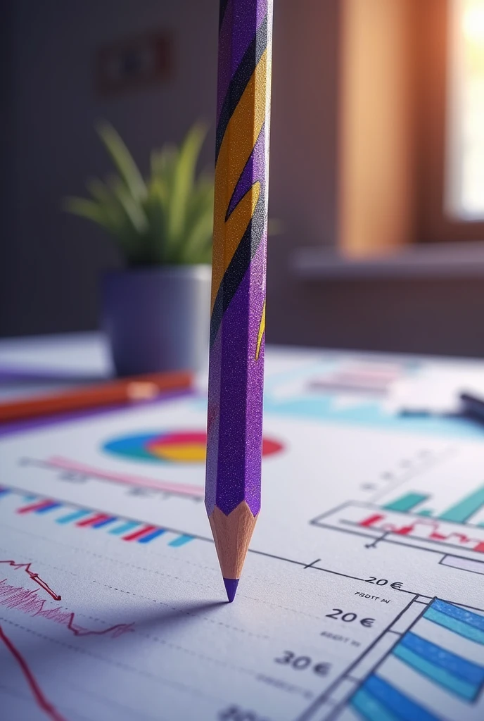 On "DIFO FINANCE" Make a printed purple yellow and black colored pencil