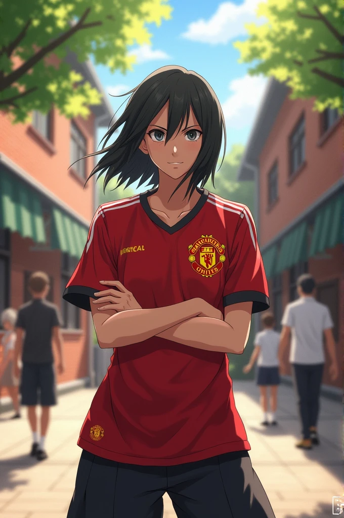 Horikita Suzune wearing Manchester United Jersey