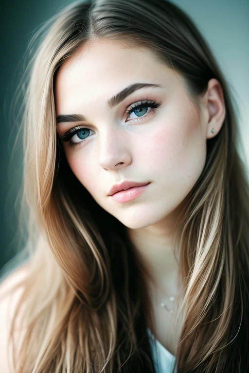CRU, analog style, A stunning close-up portrait of a young man ((((Alyla Browne))) , Beautiful woman with striking features. She should have taken her time, Flying hair, a captivating look, and a seductive expression. The background should be neutral and simple, allowing the woman to be the focal point of the image. Por favor, pay attention to details, like the highlights and shadows on your face and hair, to create a realistic and lifelike image. Experiment with different lighting techniques to enhance the mood and atmosphere of your portrait.. The final product must be a masterpiece that captures the essence and beauty of the woman., ((highly detailed skin, fur details)), sharp focus, volumetric Fog, 8k, ultra HD, dslr, high qualiy, film grain, Fujifilm XT3