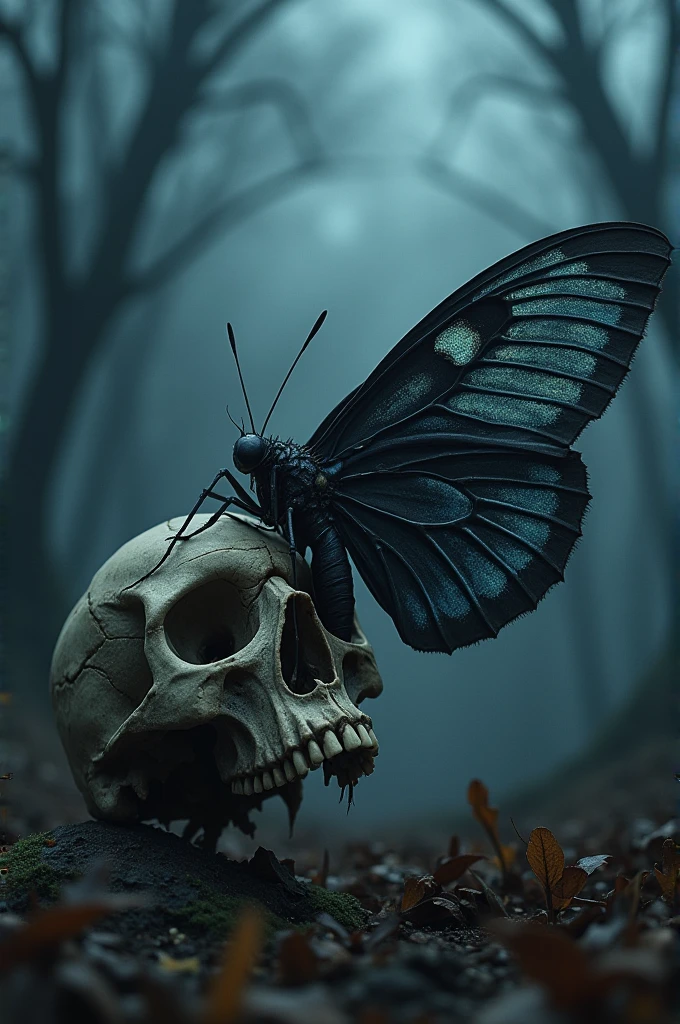 Skull ripping out moths head
