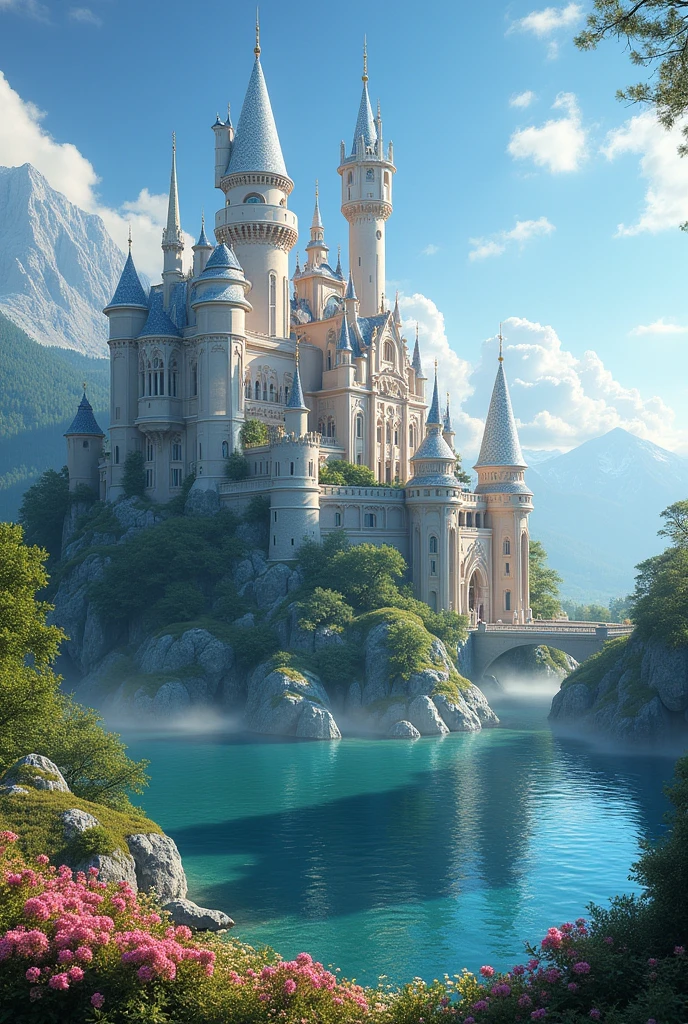 European style white crystal castle,Crystal clear by the sun。