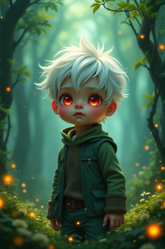 White-haired, red-eyed boy
