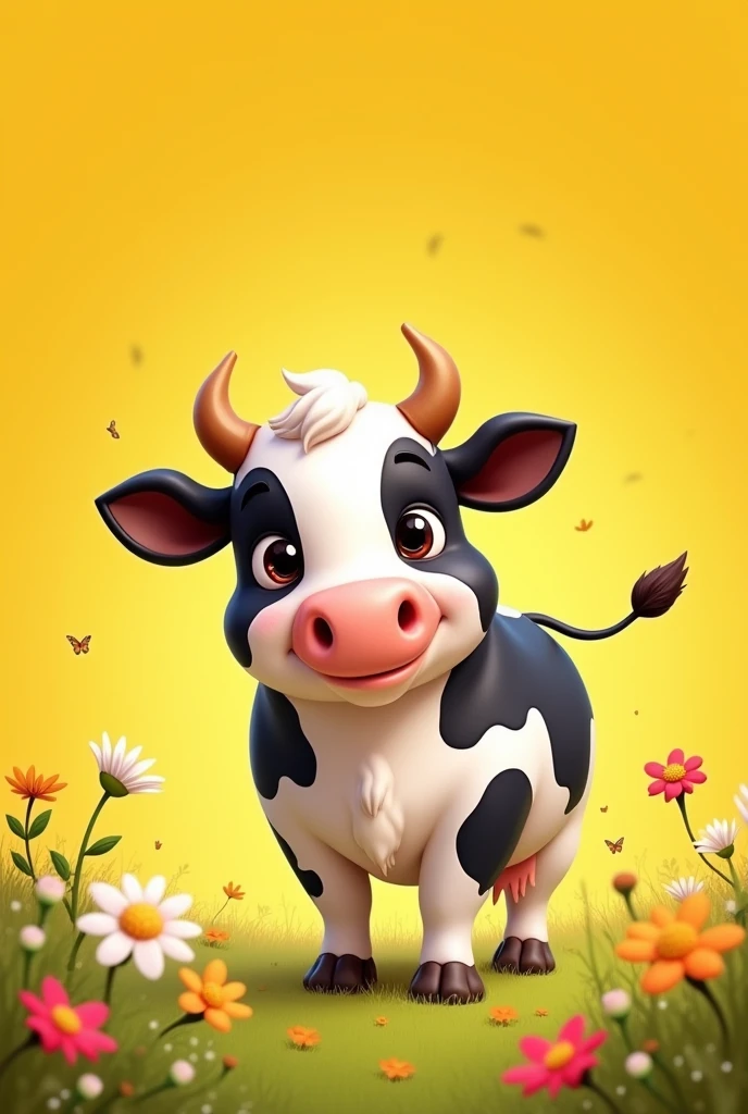 COW WITH YELLOW BACKGROUND 