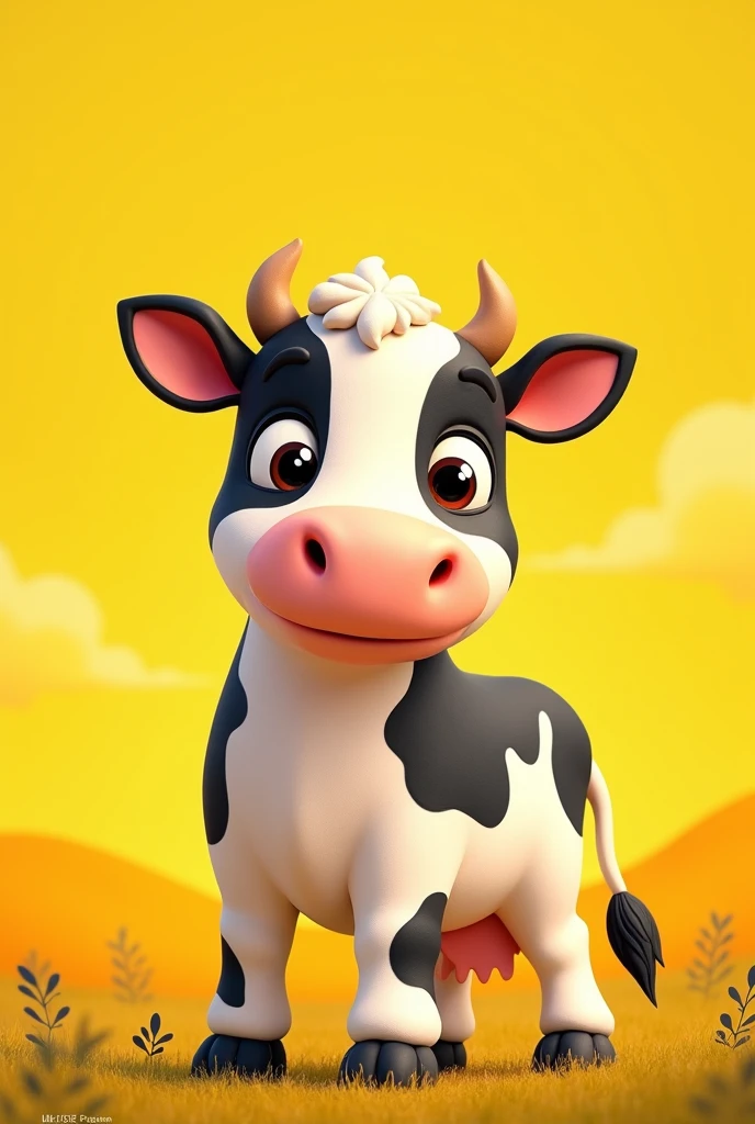 COW WITH YELLOW BACKGROUND 2D