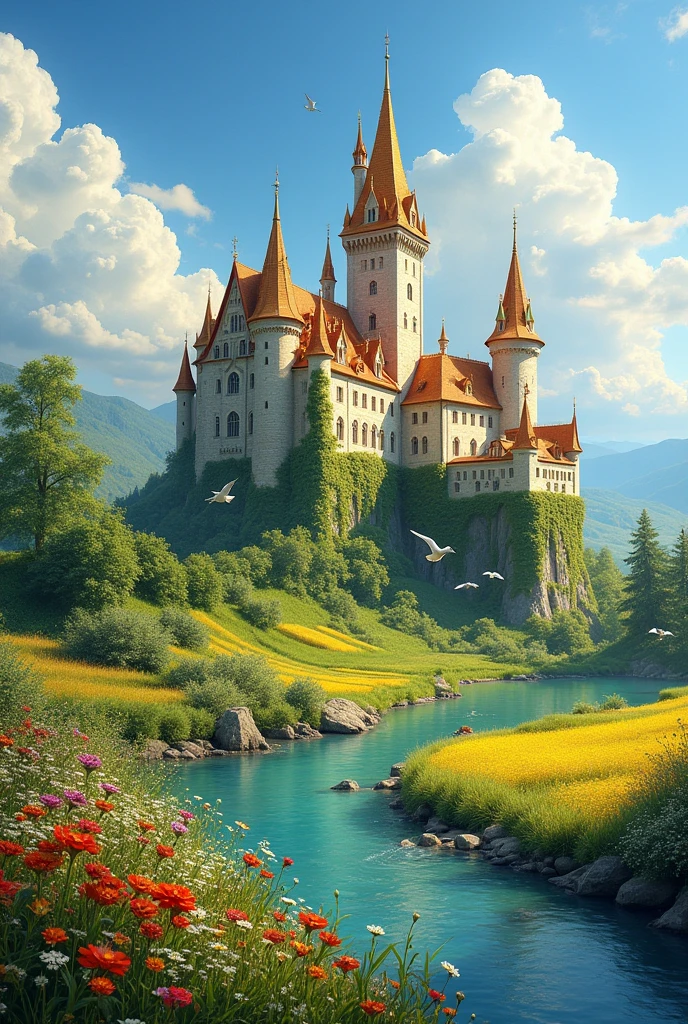 European Golden Castle,Crystal clear by the sun。