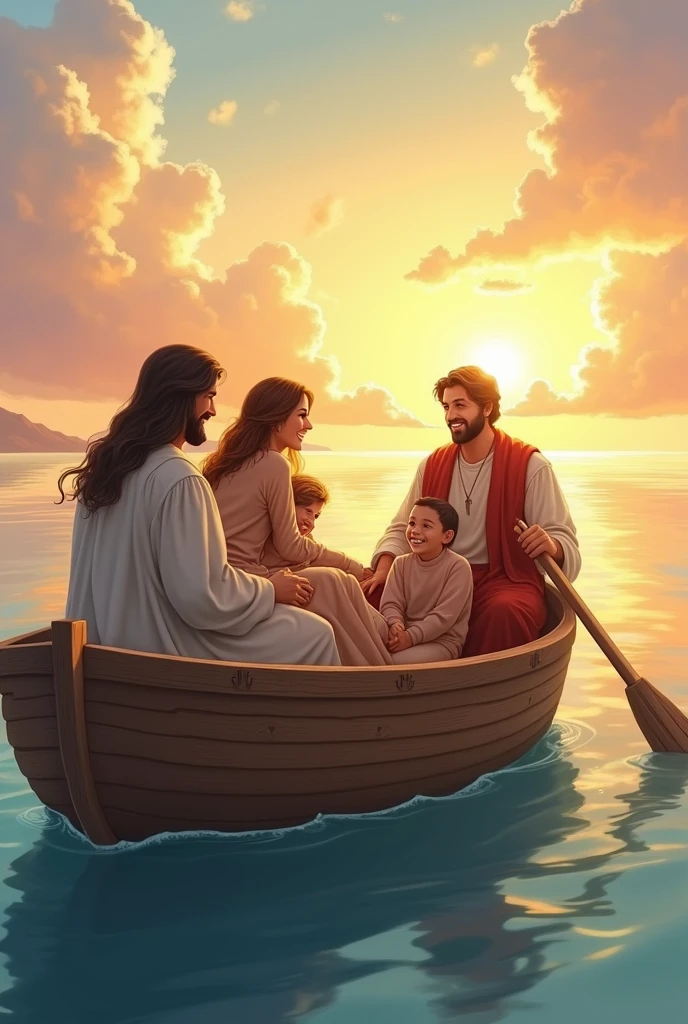 Barca was directed by Jesus towards the horizon with a family dad, mom and son