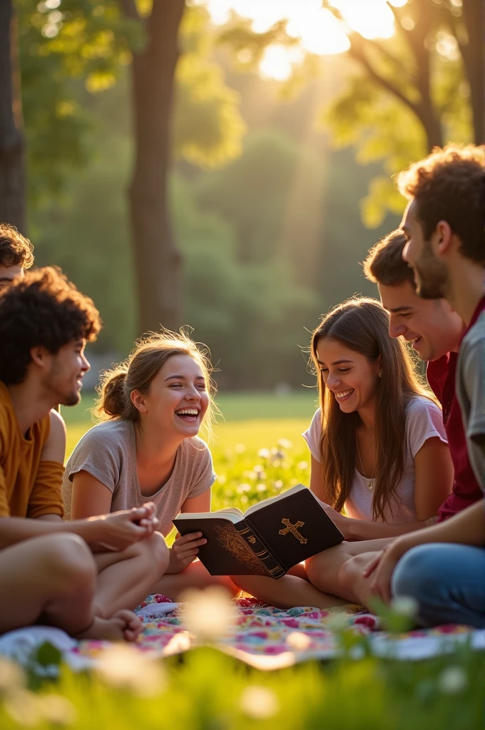 Young people with a Catholic Bible