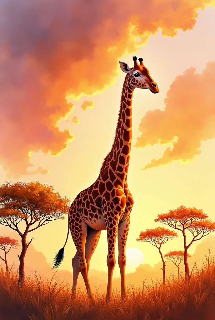Good luck、giraffe、oil、Watercolor、Artistic