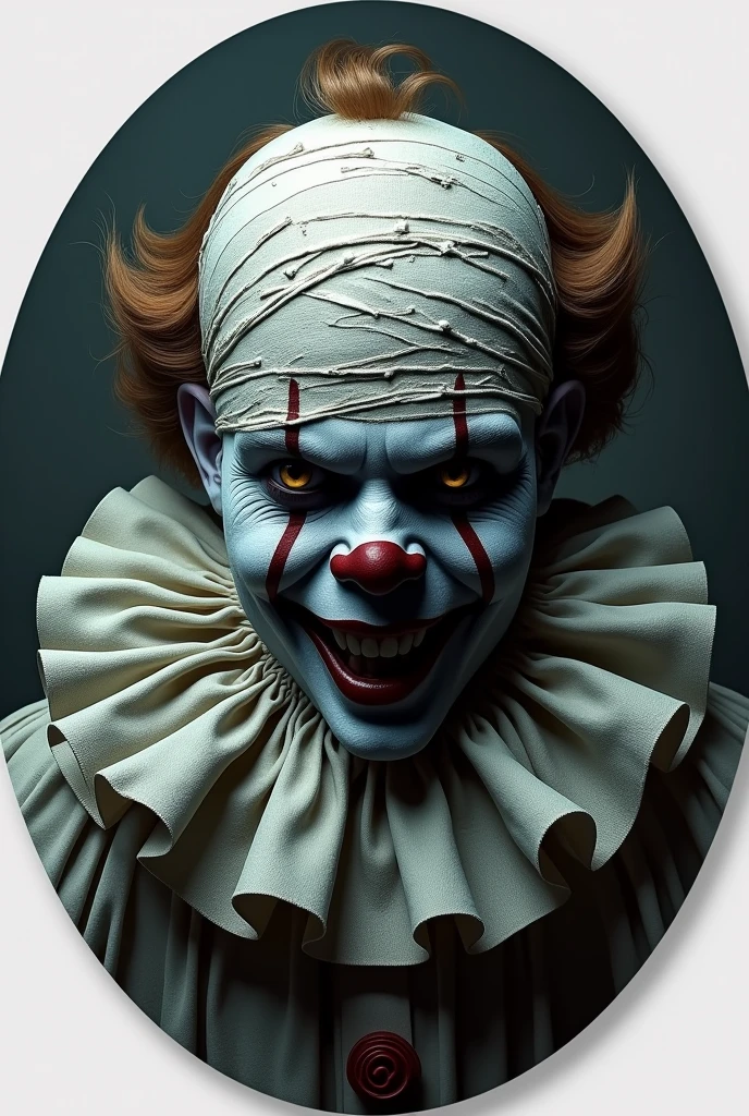 curved circular clown ruffle creepy bandage realistic sticker