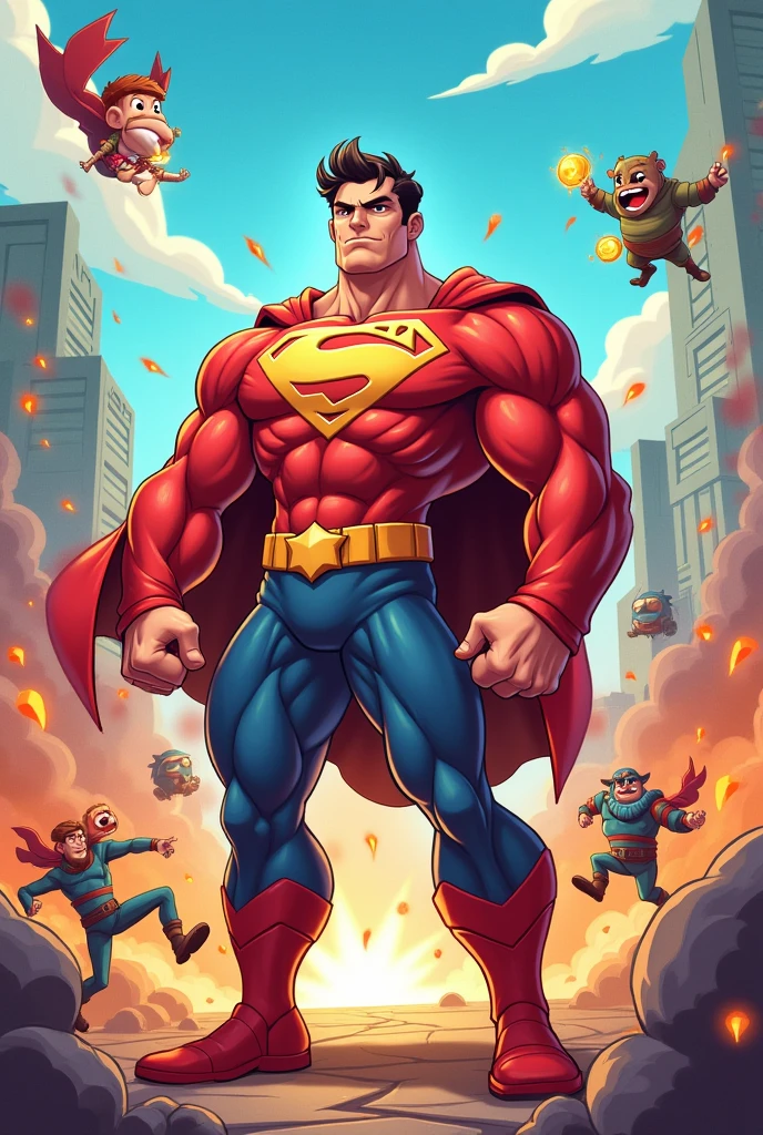 Muscular Henry Cavill in the style of Brawl Stars