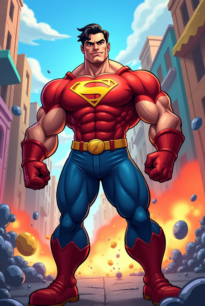 Muscular Henry Cavill in the style of Brawl Stars character design
