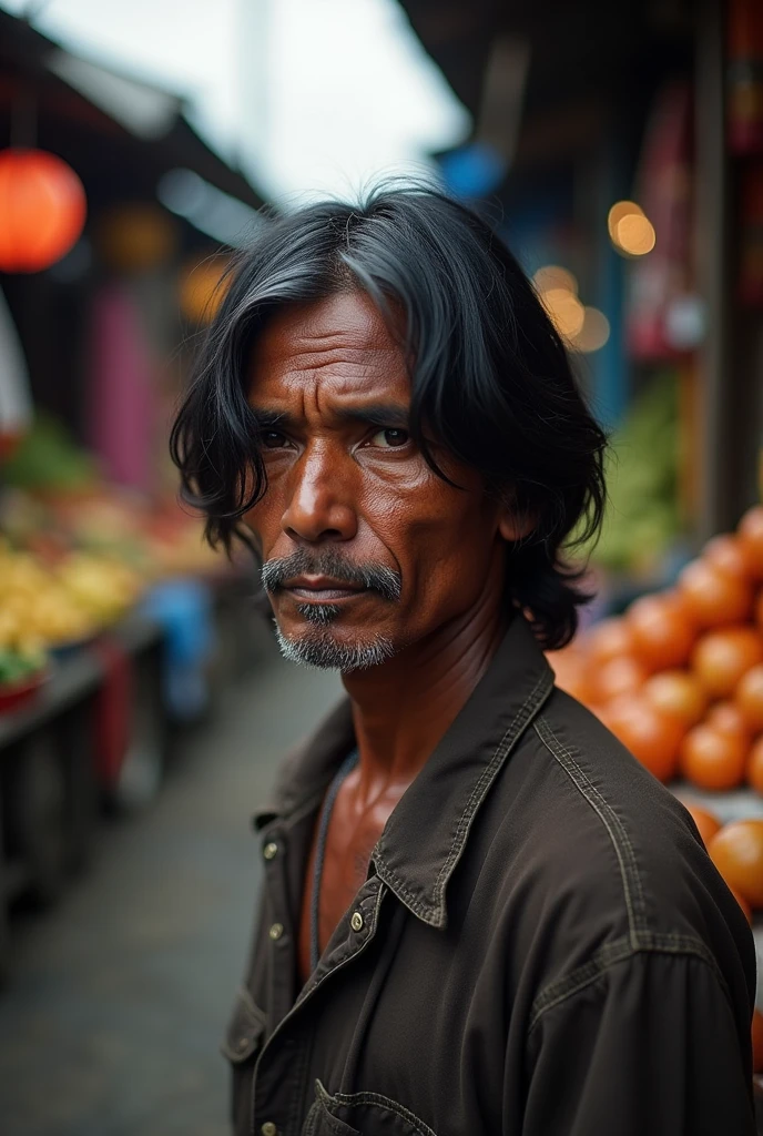 Indonesian man with sad face