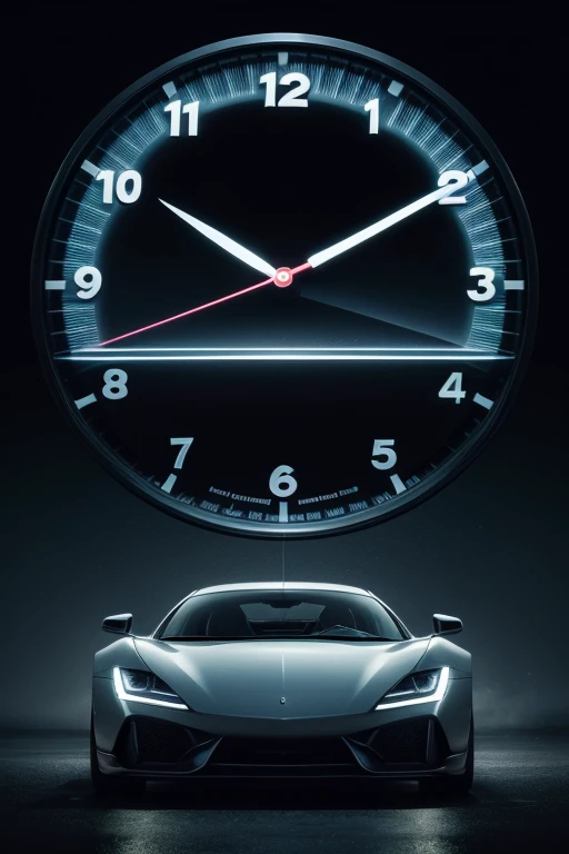 Realize in image that contains a fast car with a clock