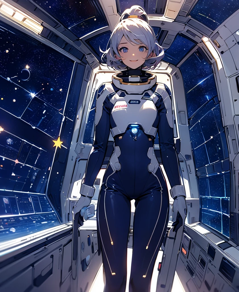 ((best qualityer)), ((work of art)), (detailded), male, Blue eyes, white hair, short hair, Black and white clothes, Spacial powers, small smile